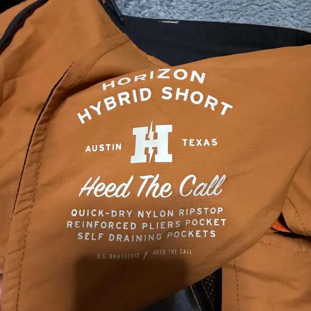 Howler Brothers Horizon Hybrid Shorts Mens 35 Orange Quick Dry Hiking Drawstring